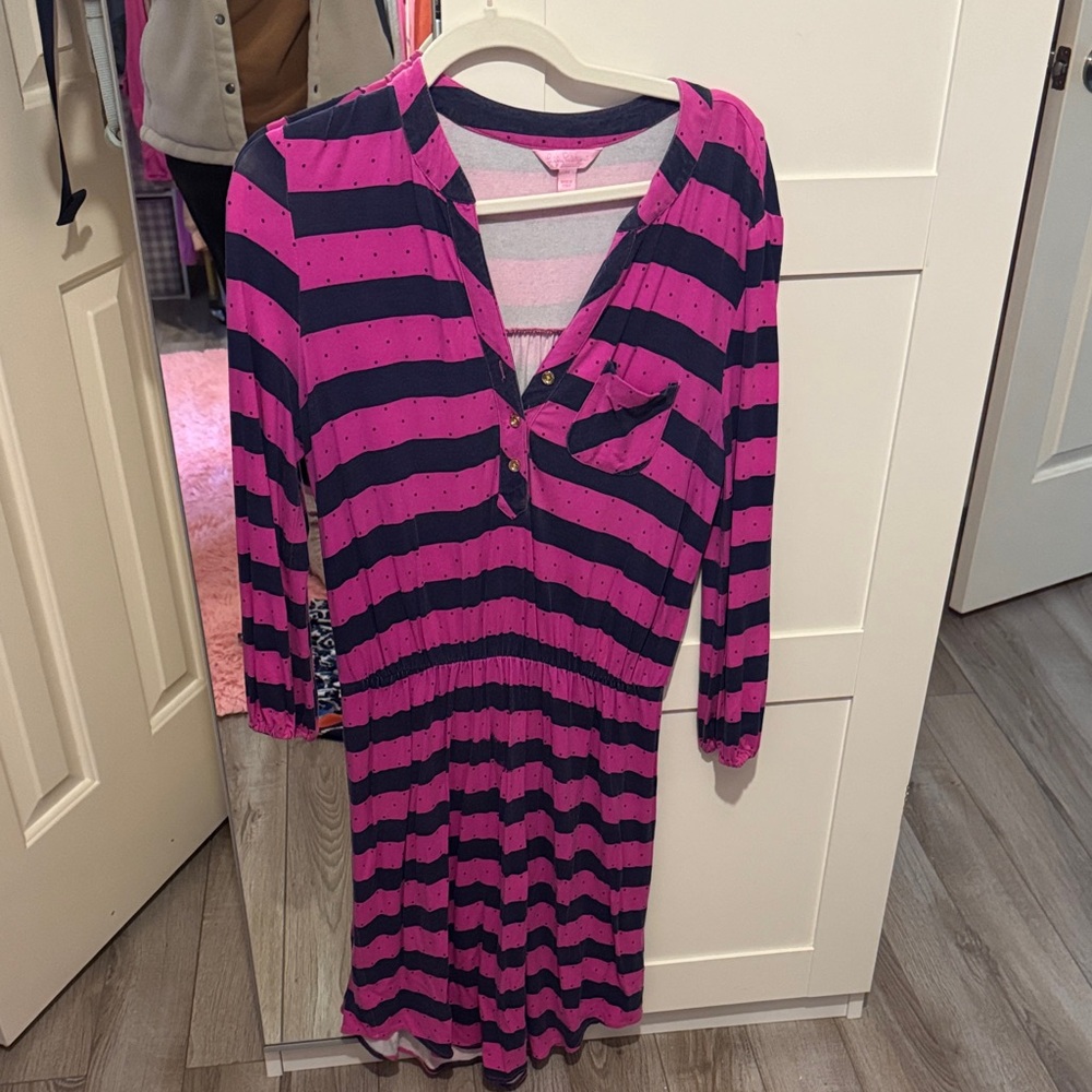 Lilly Pulitzer Pink and navy Striped Dress